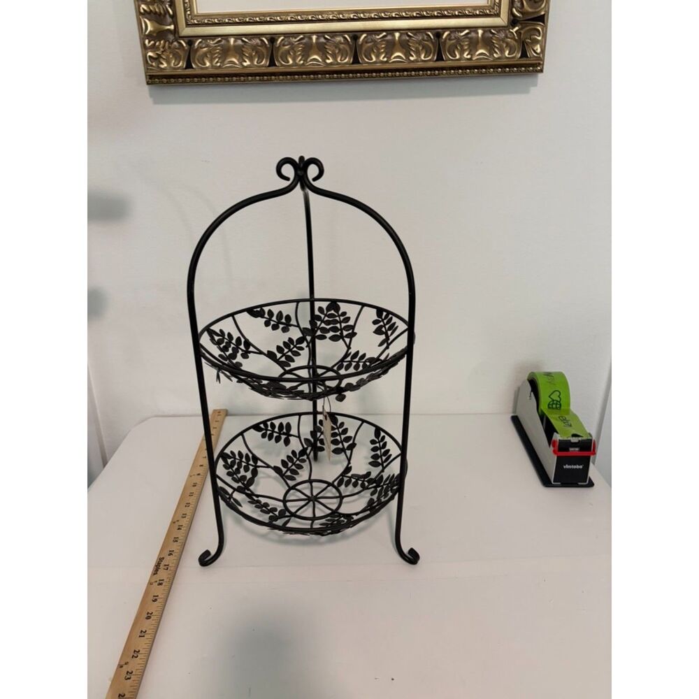 black metal 2 tier decorative fruit holder 20 x14